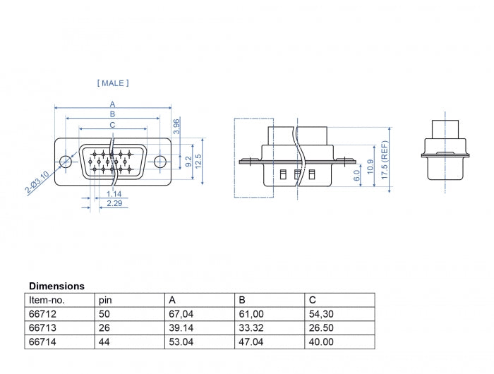 תקע D-Sub HD 44 pin בחיבור לחיצה - delock.israel