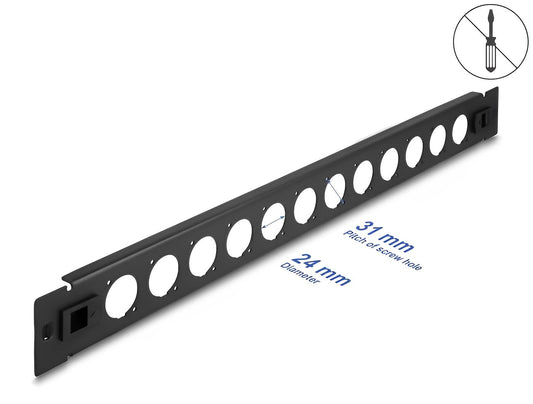 פאץ' פאנל 12 פורט ''19 / tool free 1U למחברים מסדרה D - delock.israel