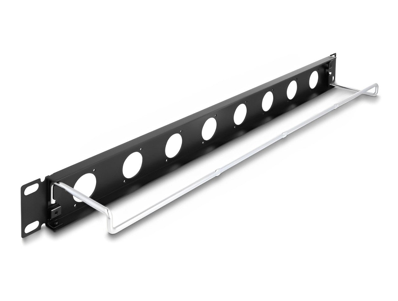Delock 19″ D-Type Patch Panel with strain relief 8 port 1U black - delock.israel