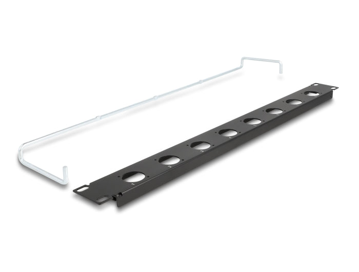 Delock 19″ D-Type Patch Panel with strain relief 8 port 1U black - delock.israel