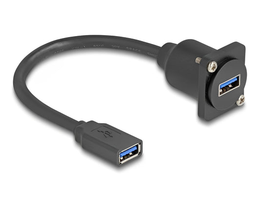 כבל USB 5Gbps נ/נ להתקנה בפאנל מסדרה D אורך 20 ס"מ - delock.israel