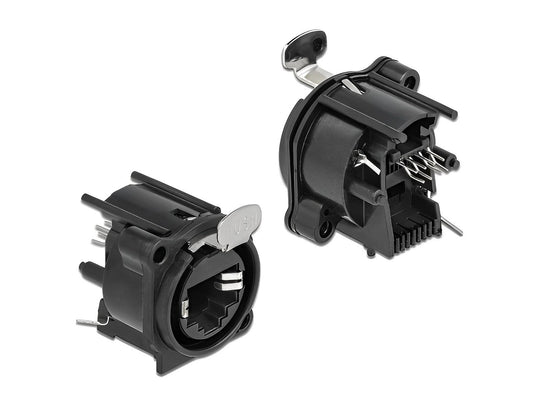 שקע RJ45 בהלחמה להתקנה בפאנל מסדרה D - delock.israel