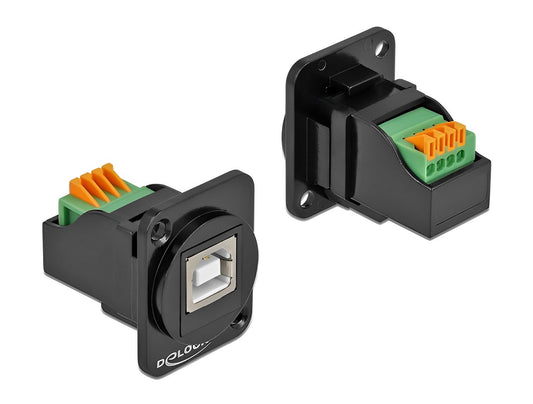 טרמינל בלוק בחיבור לחיצה לשקע USB 2.0 Type-B להתקנה בפאנל מסדרה D - delock.israel