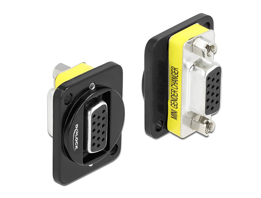 מחבר VGA 15 pin נ/נ להתקנה בפאנל מסדרה D - delock.israel