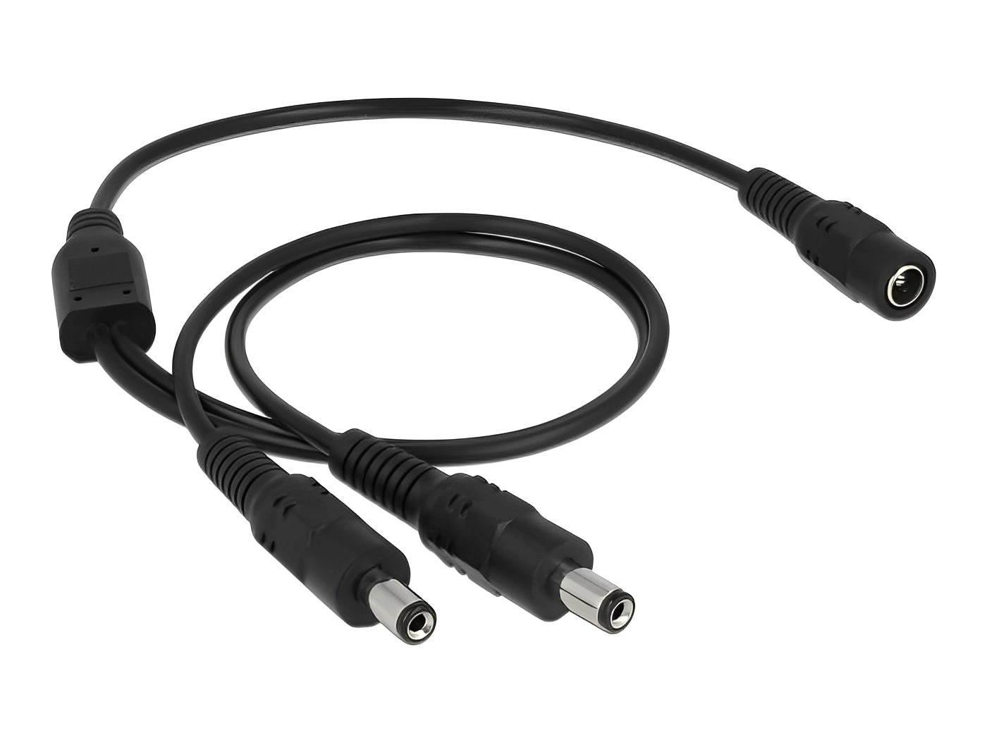 כבל מפצל חשמל שקע DC 5.5x2.1 ל- 2 תקעים DC 5.5x2.1 אורך 50 ס"מ - delock.israel