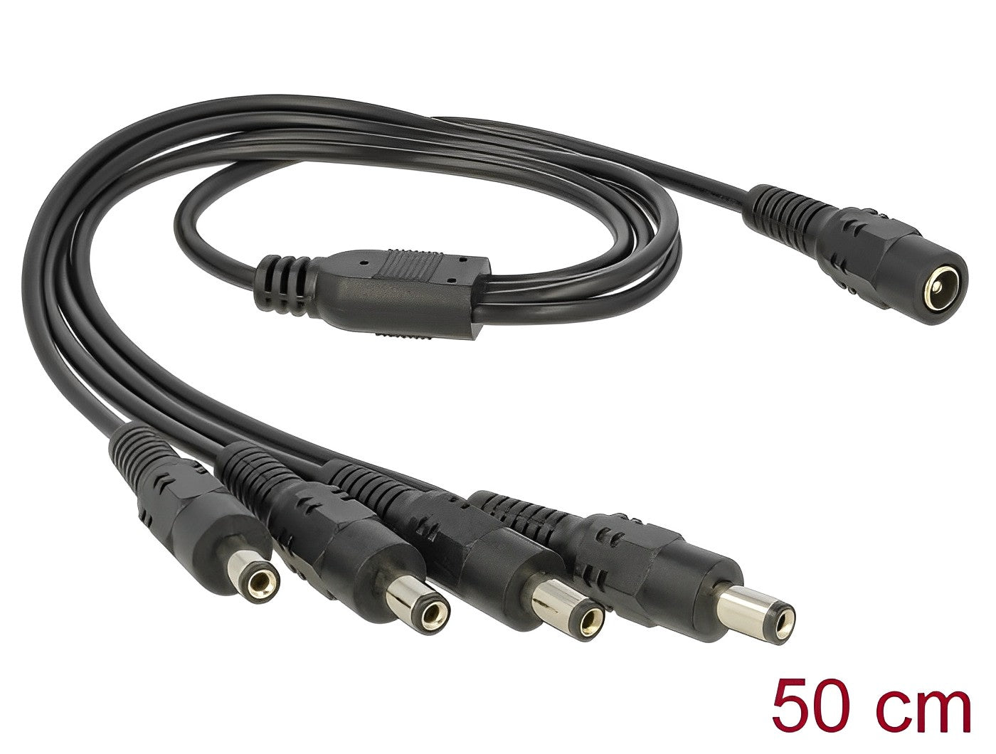 כבל מפצל חשמל שקע DC 5.5x2.1 ל- 4 תקעים DC 5.5x2.1 אורך 50 ס"מ - delock.israel