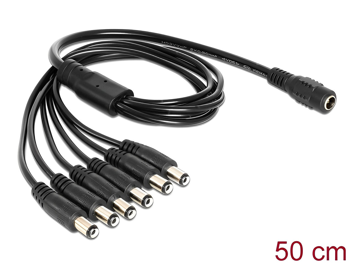 כבל מפצל חשמל שקע DC 5.5x2.1 ל- 6 תקעים DC 5.5x2.1 אורך 50 ס"מ - delock.israel