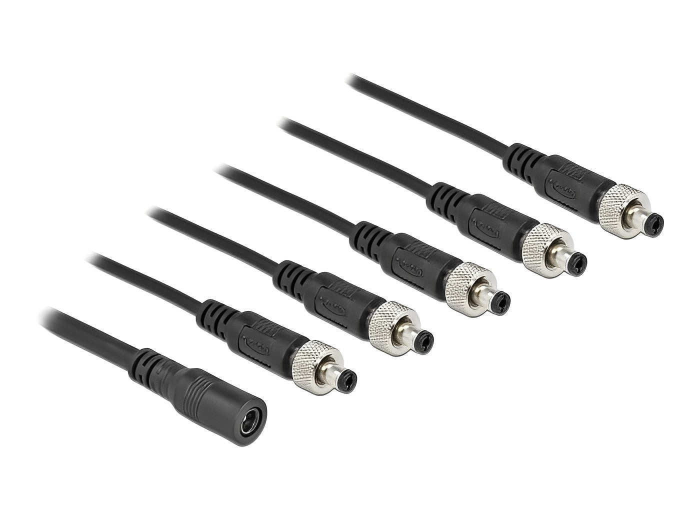 כבל מפצל חשמל שקע DC 5.5x2.1 ל- 2 תקעים DC 5.5x2.1 ניתנים להברגה אורך 50 ס"מ - delock.israel