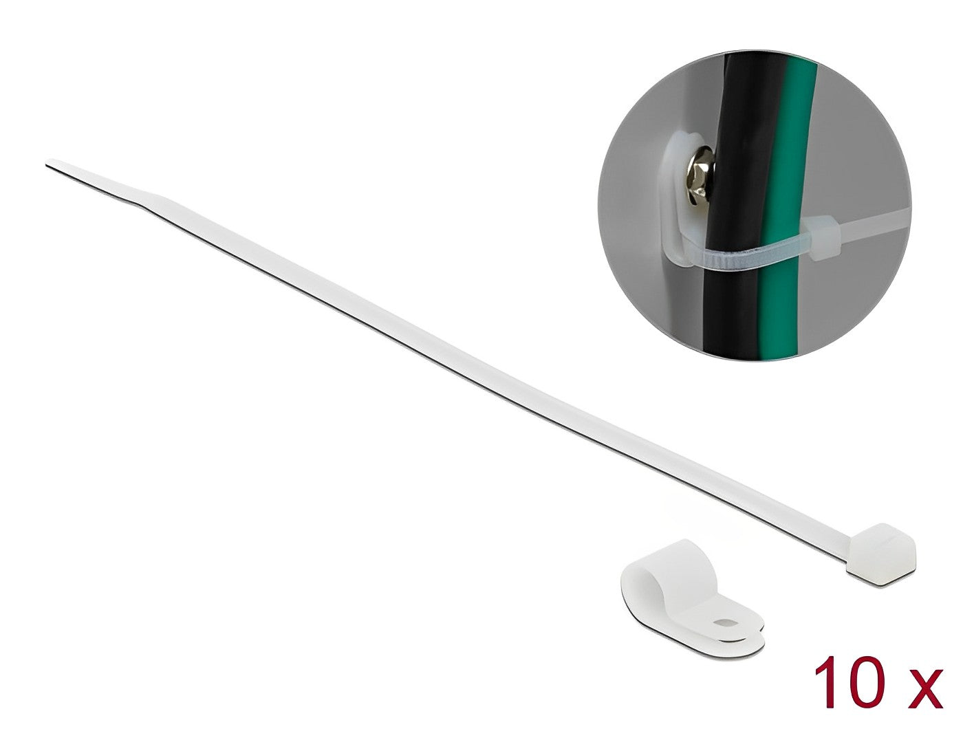 Delock Mounting Clamp 6.4 mm with Cable Tie L 200 x W 3.6 mm white - delock.israel