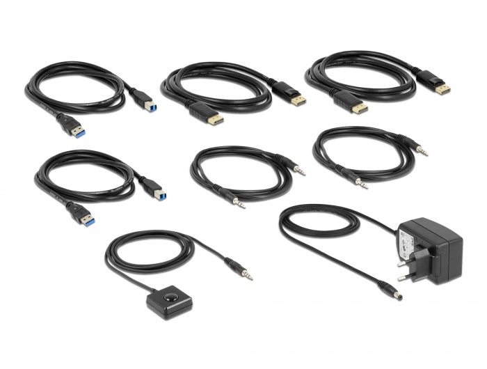 קופסת מיתוג DisplayPort 1.4 KVM Switch 8K 60 Hz USB 5 Gbps and Audio מ-2 מחשבים לעמדת עבודה אחת - delock.israel