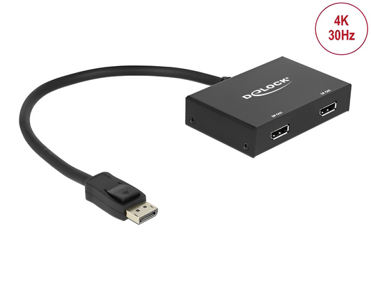 ספליטר DisplayPort 1.2 4K MST לחיבור 2 מסכים בו זמנית - delock.israel