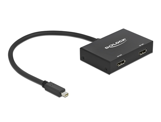 ספליטר Mini DisplayPort 1.2 4K MST לחיבור 2 מסכים DisplayPort בו זמנית - delock.israel