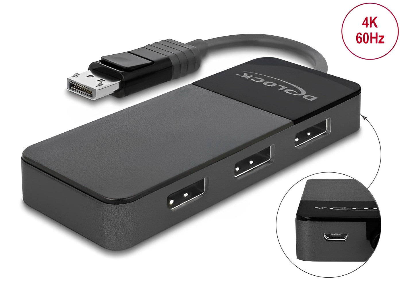 ספליטר DisplayPort 1.4 4K ל- 3 מסכים בו זמנית - delock.israel