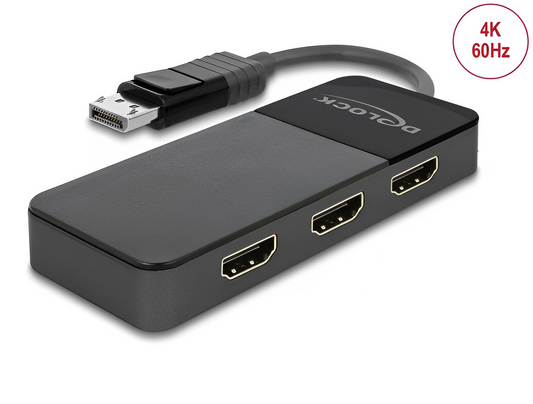 ספליטר DisplayPort 1.4 4K HDR MST לחיבור 3 מסכים HDMI בו זמנית - delock.israel
