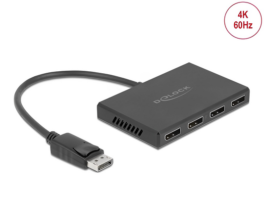 ספליטר DisplayPort 1.4 4K HDR MST לחיבור 4 מסכים בו זמנית - delock.israel