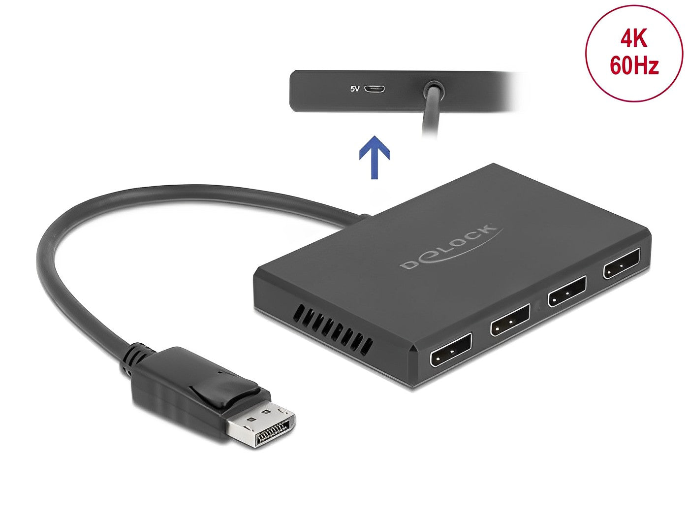 ספליטר DisplayPort 1.4 4K HDR MST לחיבור 4 מסכים בו זמנית - delock.israel
