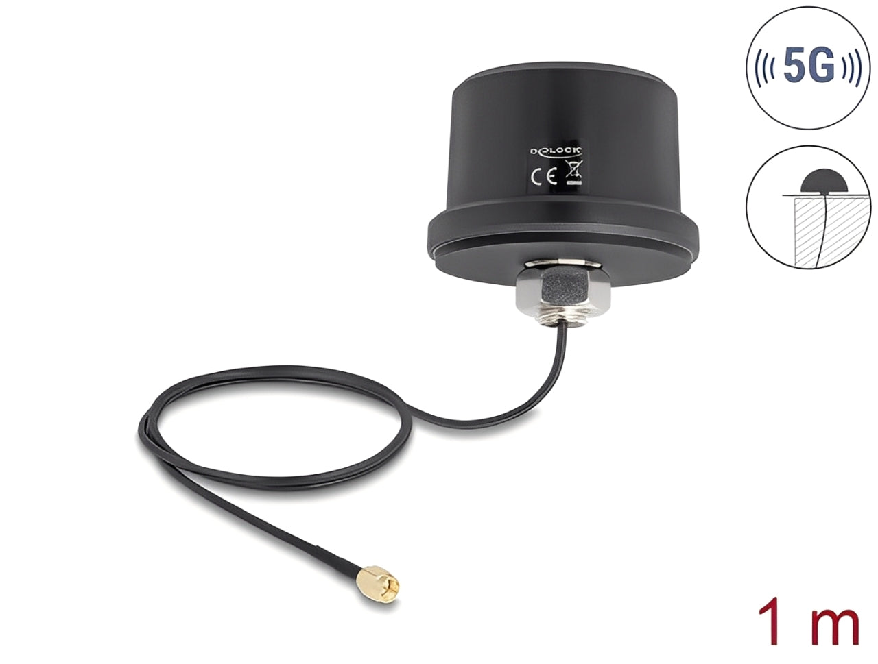 אנטנה איכותית 5G LTE GNSS WiFi 6 מבית Delock גרמניה מאפשרת שימוש בתדרי 5G LTE שונים בתוך מבנים ומחוצה להם