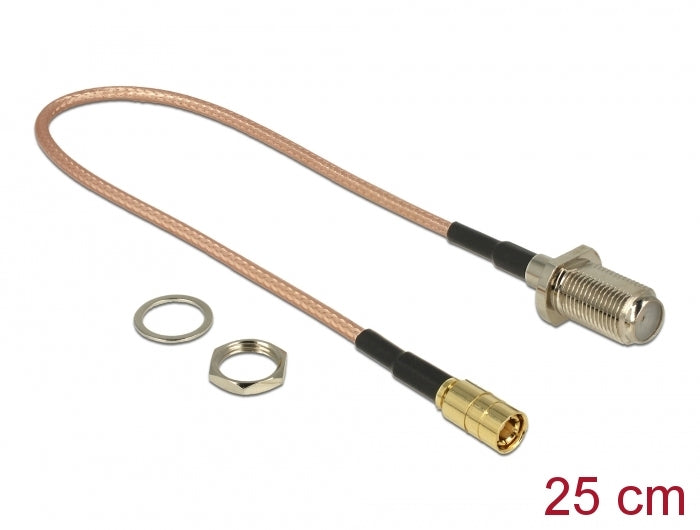 כבל אנטנה Delock RG-316 מחיבור SMB Plug לחיבור F Jack לפאנל | אורך 25 ס"מ