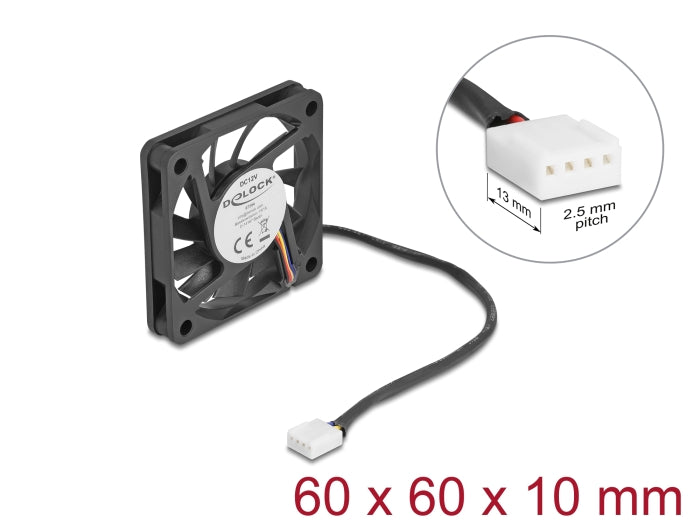מאוורר DC מבית Delock גרמניה מתאים לקירור רכיבי מחשב באמצעות זרימת אוויר מקבילה