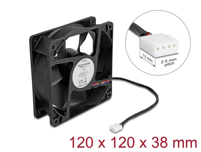 מאוורר DC מבית Delock גרמניה מתאים לקירור רכיבי מחשב באמצעות זרימת אוויר מקבילה
