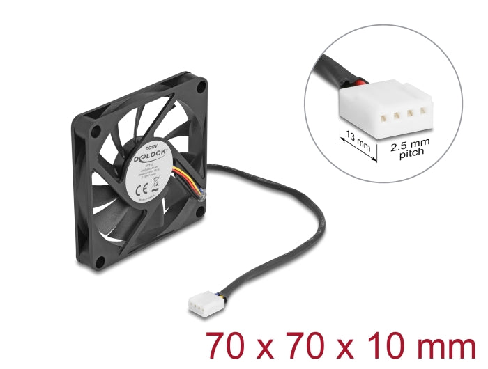 מאוורר DC מבית Delock גרמניה מתאים לקירור רכיבי מחשב באמצעות זרימת אוויר מקבילה