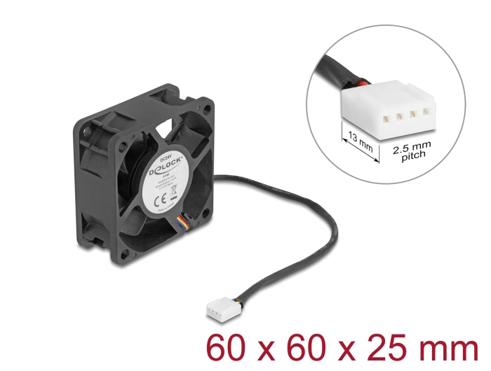 מאוורר DC מבית Delock גרמניה מתאים לקירור רכיבי מחשב באמצעות זרימת אוויר מקבילה