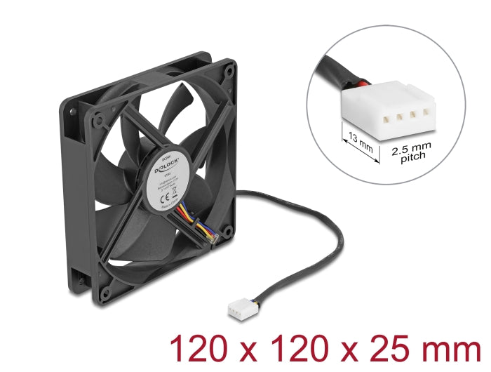 מאוורר DC מבית Delock גרמניה מתאים לקירור רכיבי מחשב באמצעות זרימת אוויר מקבילה