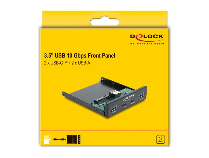פאנל קדמי 3.5″ USB 5Gbps מבית Delock גרמניה הוא פתרון שדרוג מצוין למארזי מחשב הכוללים מפרץ (Bay) בגודל 3.5 אינץ