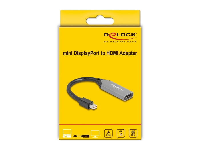 מתאם תצוגה מבית Delock גרמניה מאפשר חיבור של צג HDMI למערכת דרך ממשק mini DisplayPort פנוי