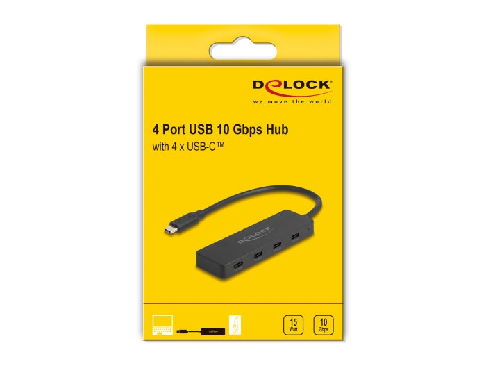 רכזת USB 10Gbps האיכותית מבית Delock גרמניה היא פתרון נייד מושלם למחשבים ניידים או טאבלטים עם חיבור USB-C