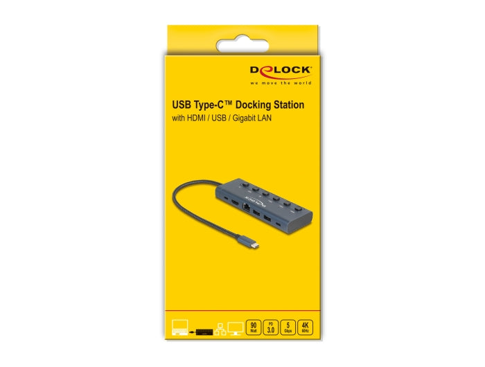תחנת עגינה האיכותית מבית Delock גרמניה מתחברת למחשב באמצעות חיבור USB-C התומך ב-DP Alt Mode או Thunderbolt™ 3 / 4 ומרחיבה את אפשרויות השימוש עם מגוון ממשקים
