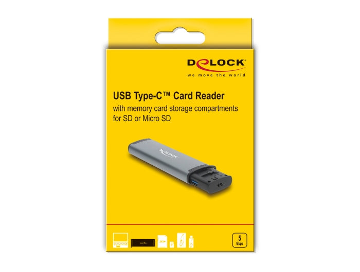 קורא כרטיסים USB‑C מבית Delock גרמניה לחיבור מהיר ונוח למחשב או לפטופ