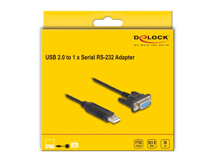 ממיר זה מבית DELOCK גרמניה מאפשר חיבור של התקנים טוריים (Serial) כגון מדפסות, מכשירי מדידה, בקרי שליטה