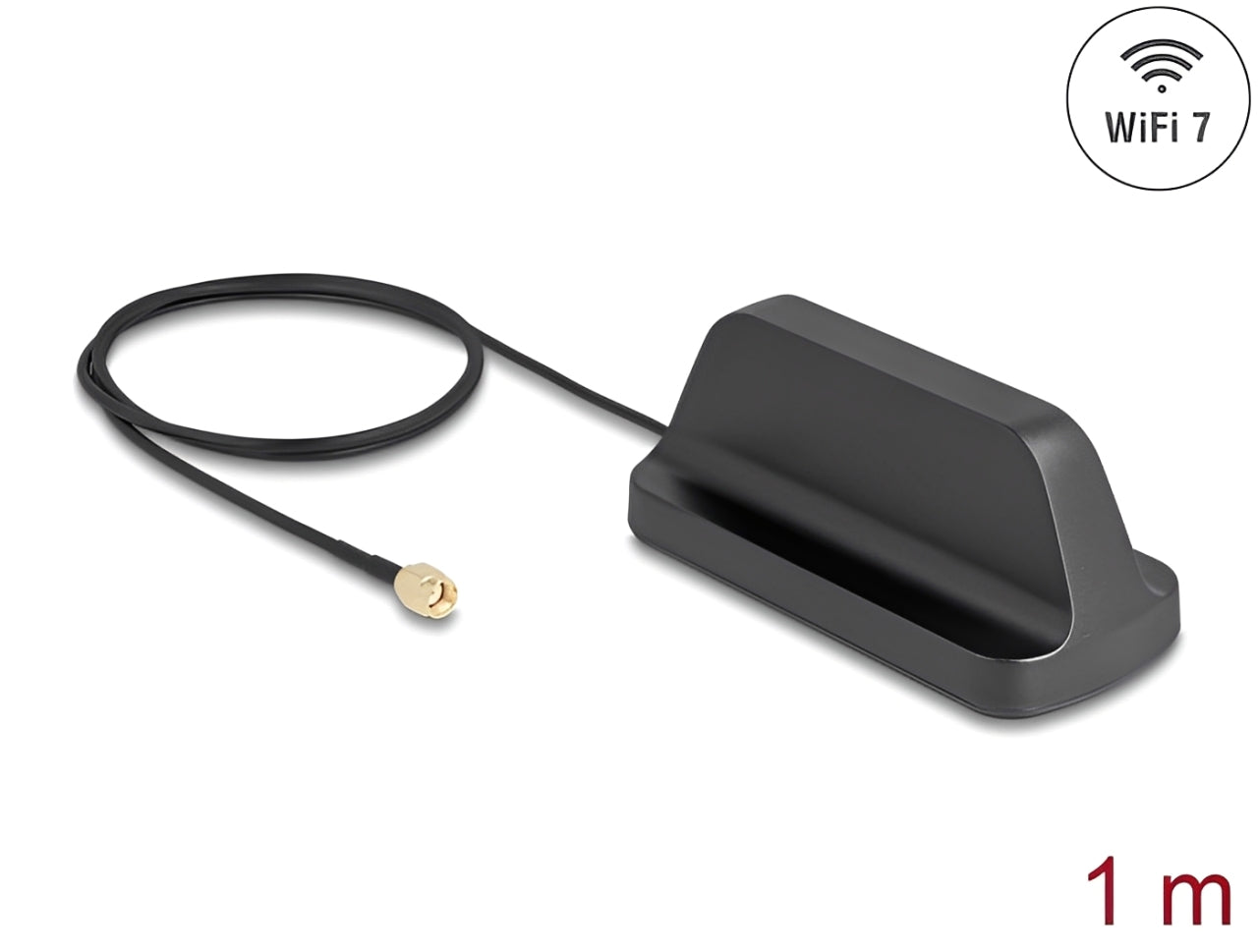 אנטנה חיצונית בתקן WiFi 7 מבית Delock גרמניה מיועדת לחיבור למכשיר WLAN עם ממשק RP-SMA לצורך שידור וקליטת אותות אלחוטיים