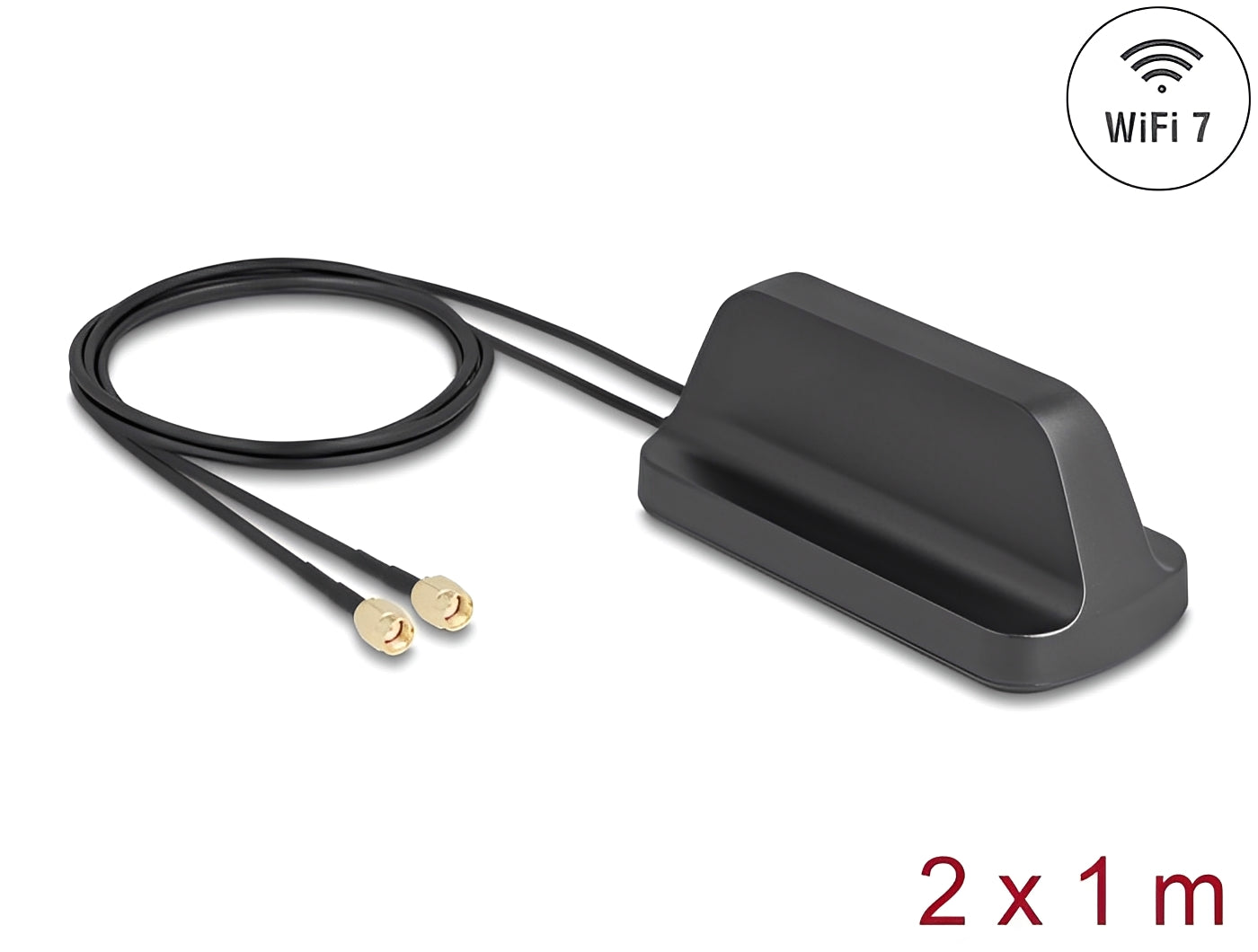 אנטנה חיצונית בתקן WiFi 7 מבית Delock גרמניה מיועדת לחיבור למכשיר WLAN עם ממשק RP-SMA לצורך שידור וקליטת אותות אלחוטיים