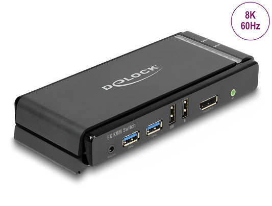קופסת מיתוג DisplayPort 1.4 KVM Switch 8K 60 Hz USB 5 Gbps and Audio מ-2 מחשבים לעמדת עבודה אחת - delock.israel