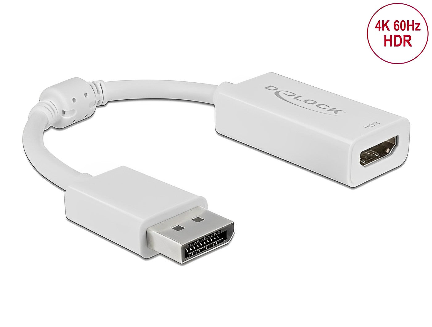 מתאם DisplayPort 1.4 לחיבור מסך HDMI 4K תומך HDR צבע לבן - delock.israel