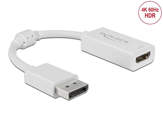 מתאם DisplayPort 1.4 לחיבור מסך HDMI 4K תומך HDR צבע לבן - delock.israel