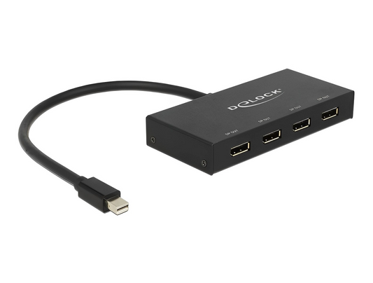 ספליטר Mini DisplayPort 1.2 4K ל- 4 מסכים DisplayPort בו זמנית - delock.israel