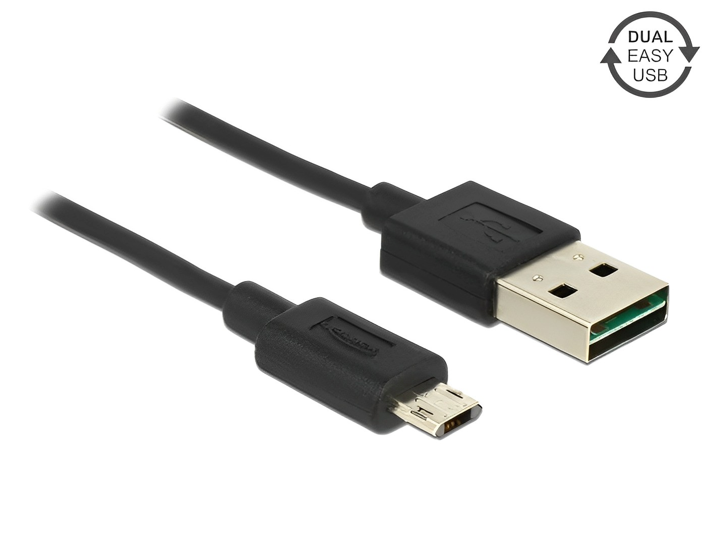 כבל EASY-USB 2.0 תקע Micro-B לתקע USB-A עם מחברים דו כיווניים - delock.israel