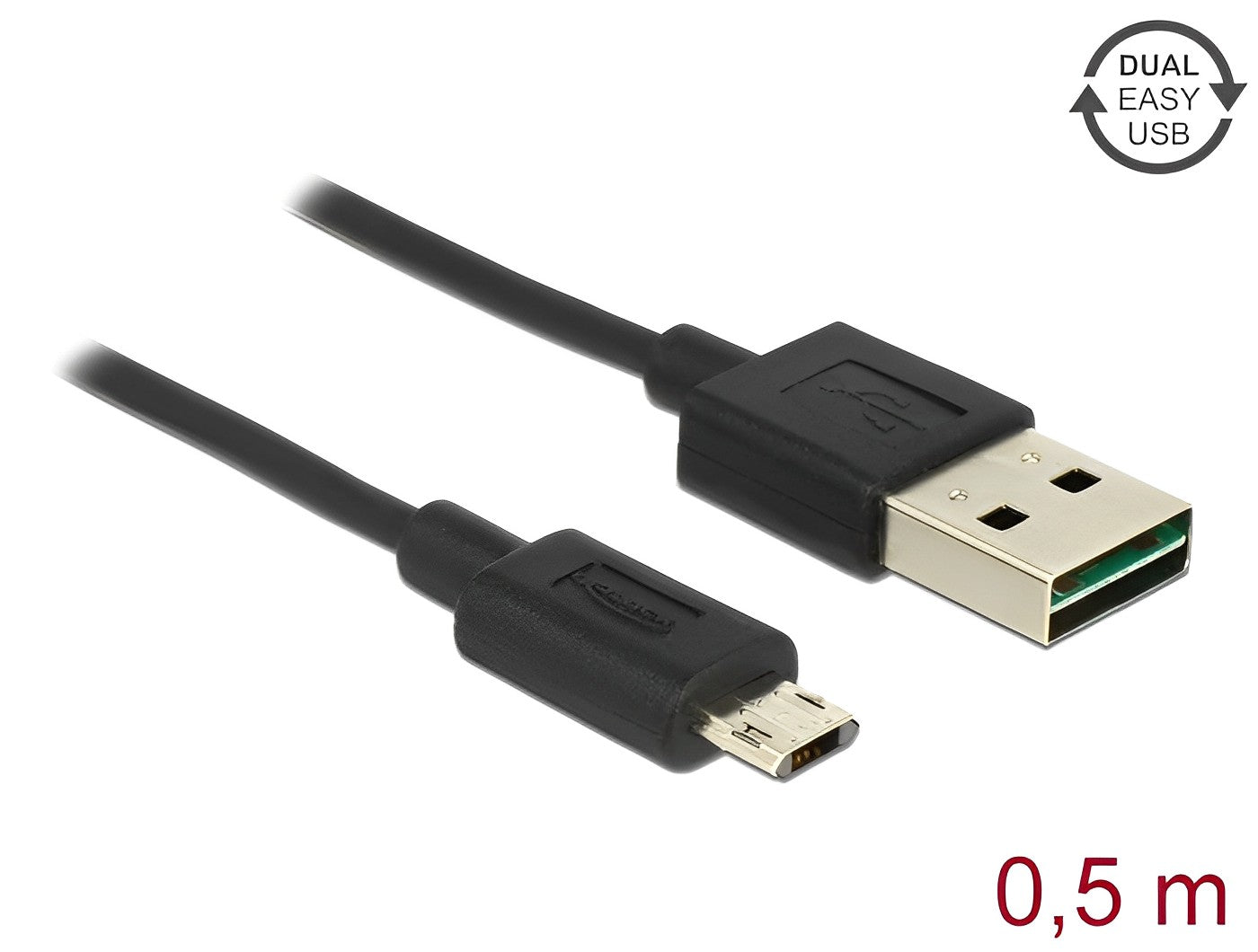 כבל EASY-USB 2.0 תקע Micro-B לתקע USB-A עם מחברים דו כיווניים - delock.israel