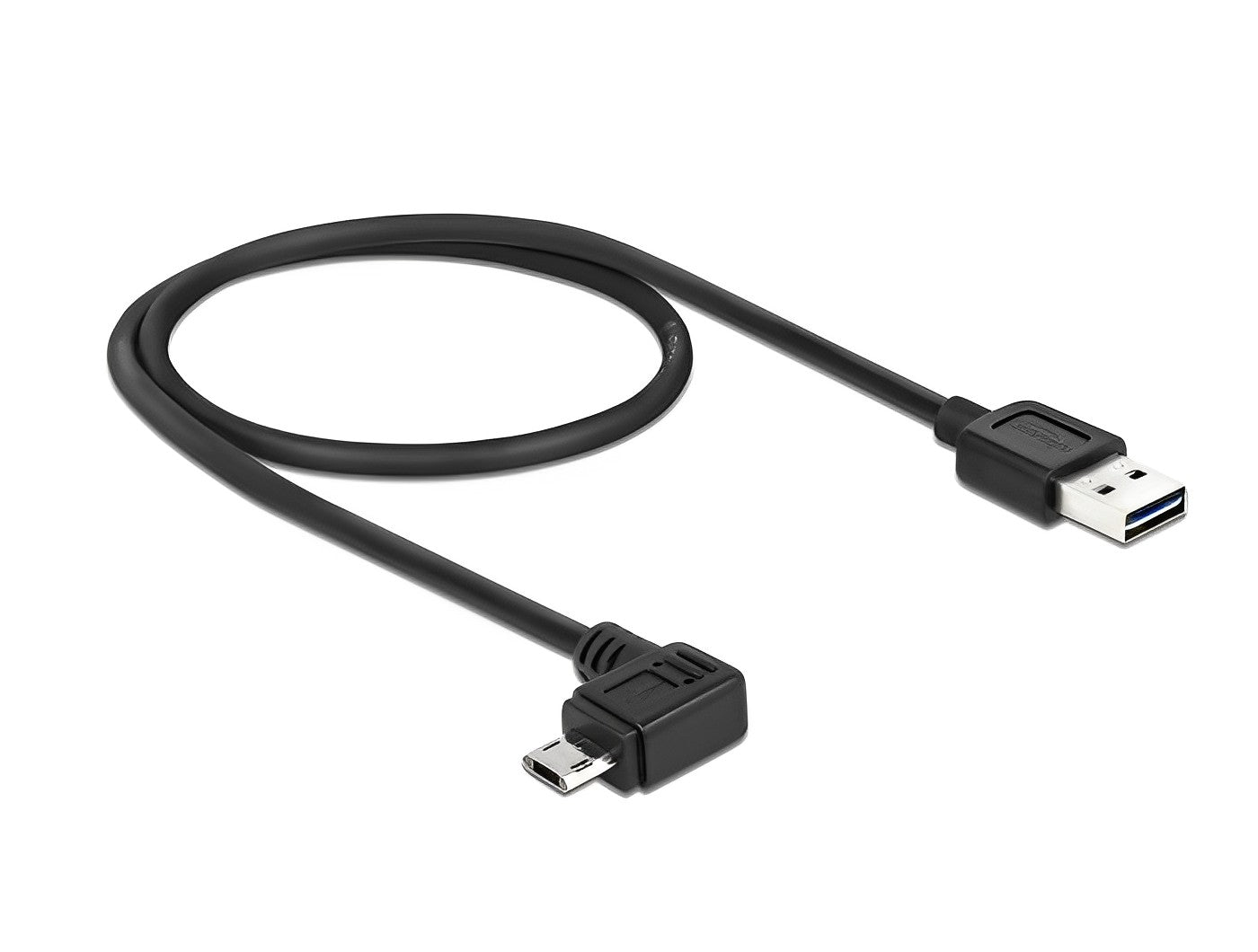 כבל EASY-USB 2.0 תקע Micro-B בזווית צד 90° לתקע USB-A עם מחברים דו כיווניים - delock.israel