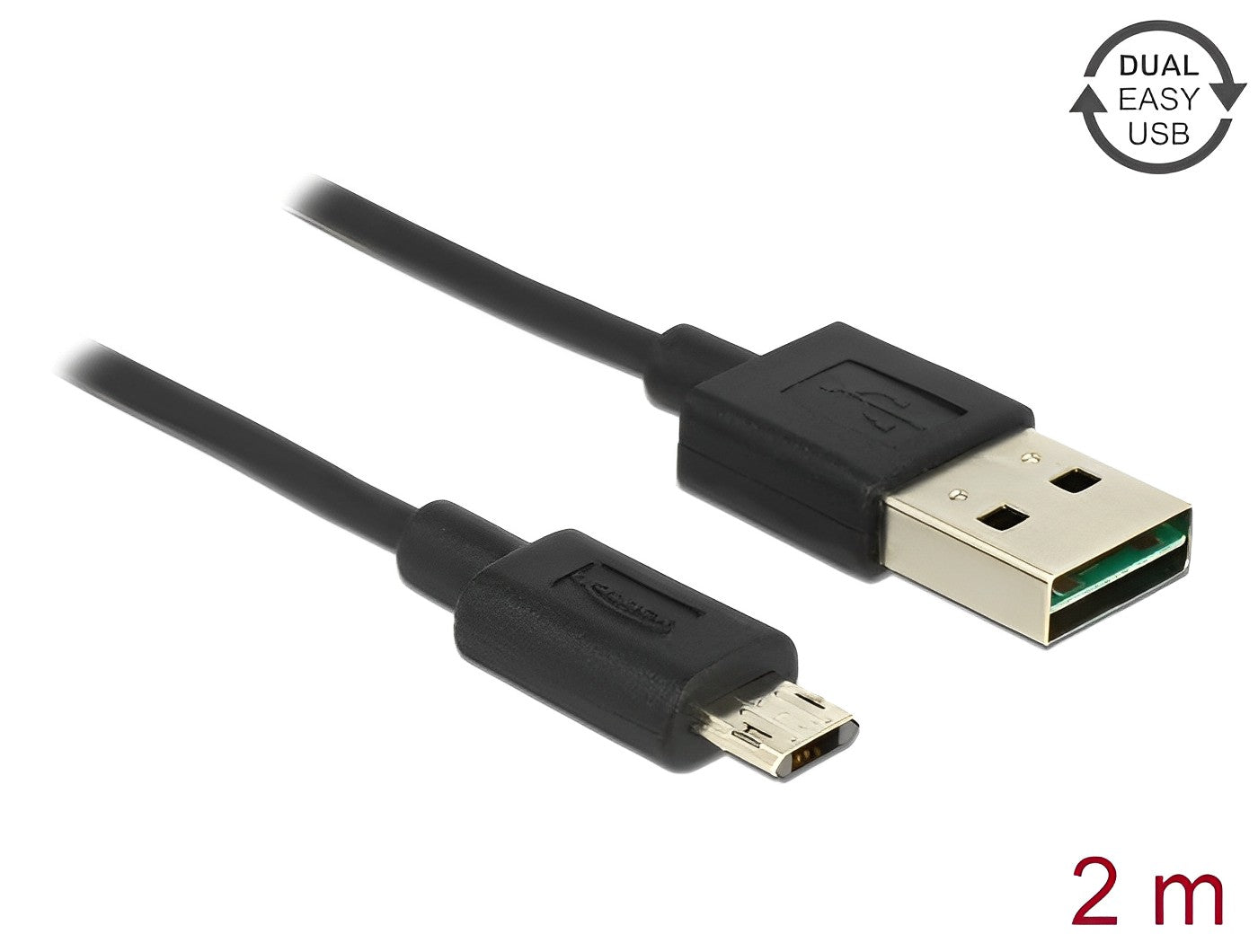 כבל EASY-USB 2.0 תקע Micro-B לתקע USB-A עם מחברים דו כיווניים - delock.israel