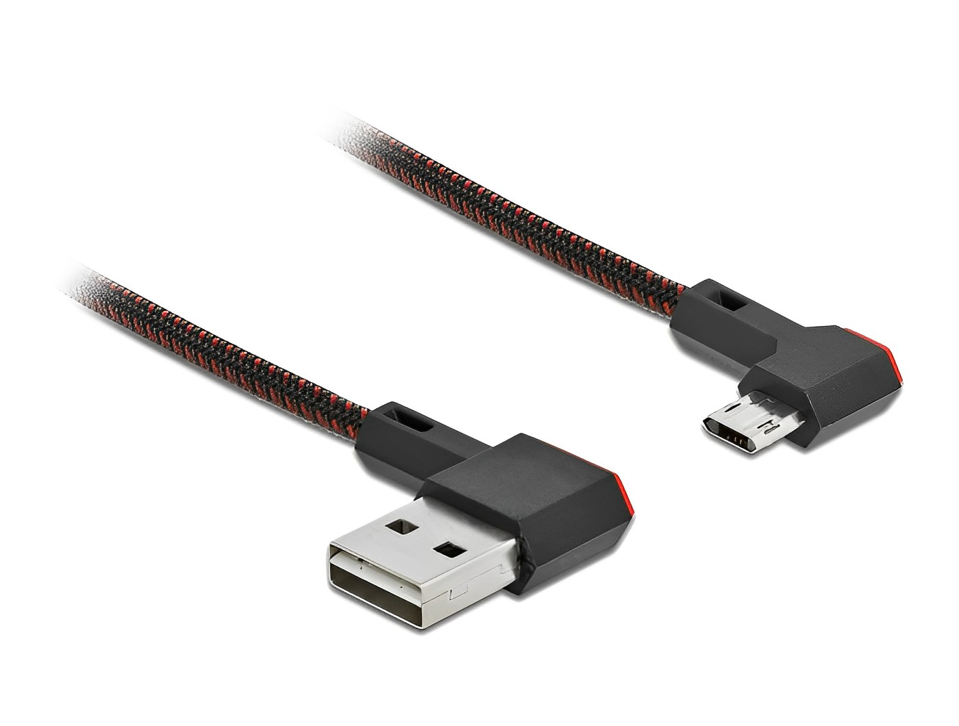 כבל EASY-USB 2.0 עם ציפוי ניילון קלוע מבית Delock גרמניה מאפשר חיבור קל ונוח בין מכשיר עם מחבר מיקרו USB למחשב או למטען בעל חיבור USB-A פנוי