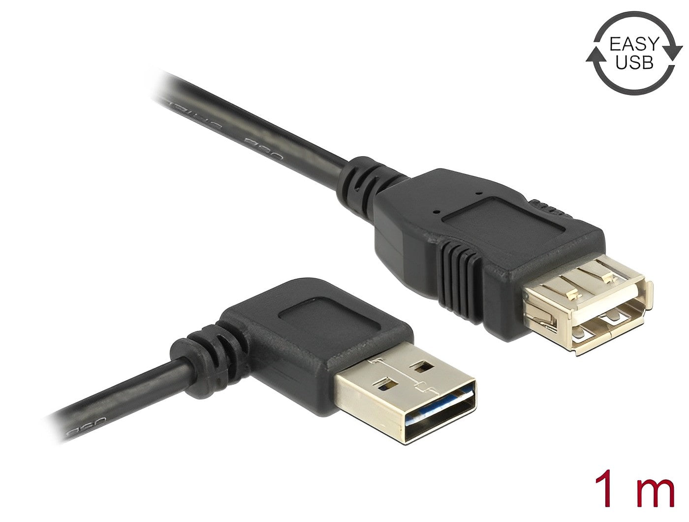 כבל מאריך EASY-USB 2.0 Type-A ז/נ עם מחבר דו כיווני בזווית צד 90° - delock.israel