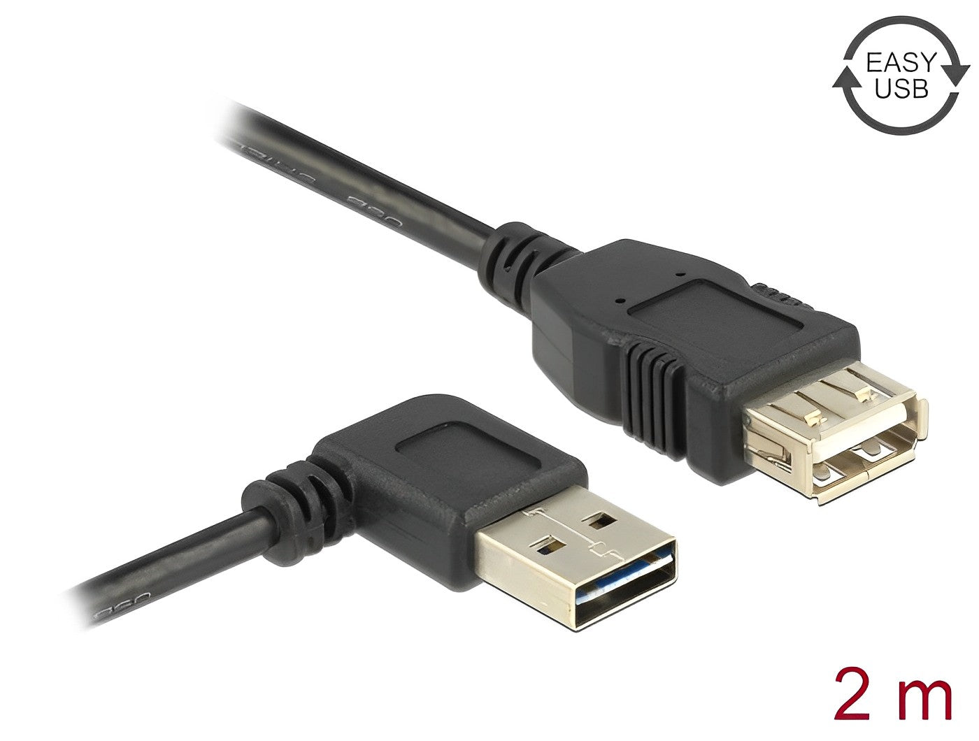 כבל מאריך EASY-USB 2.0 Type-A ז/נ עם מחבר דו כיווני בזווית צד 90° - delock.israel