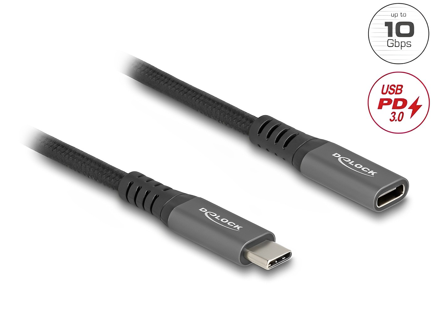 כבל מאריך USB-C 10Gbps 4K HDR Grey metal ז/נ תומך PD 3.0 100W - delock.israel