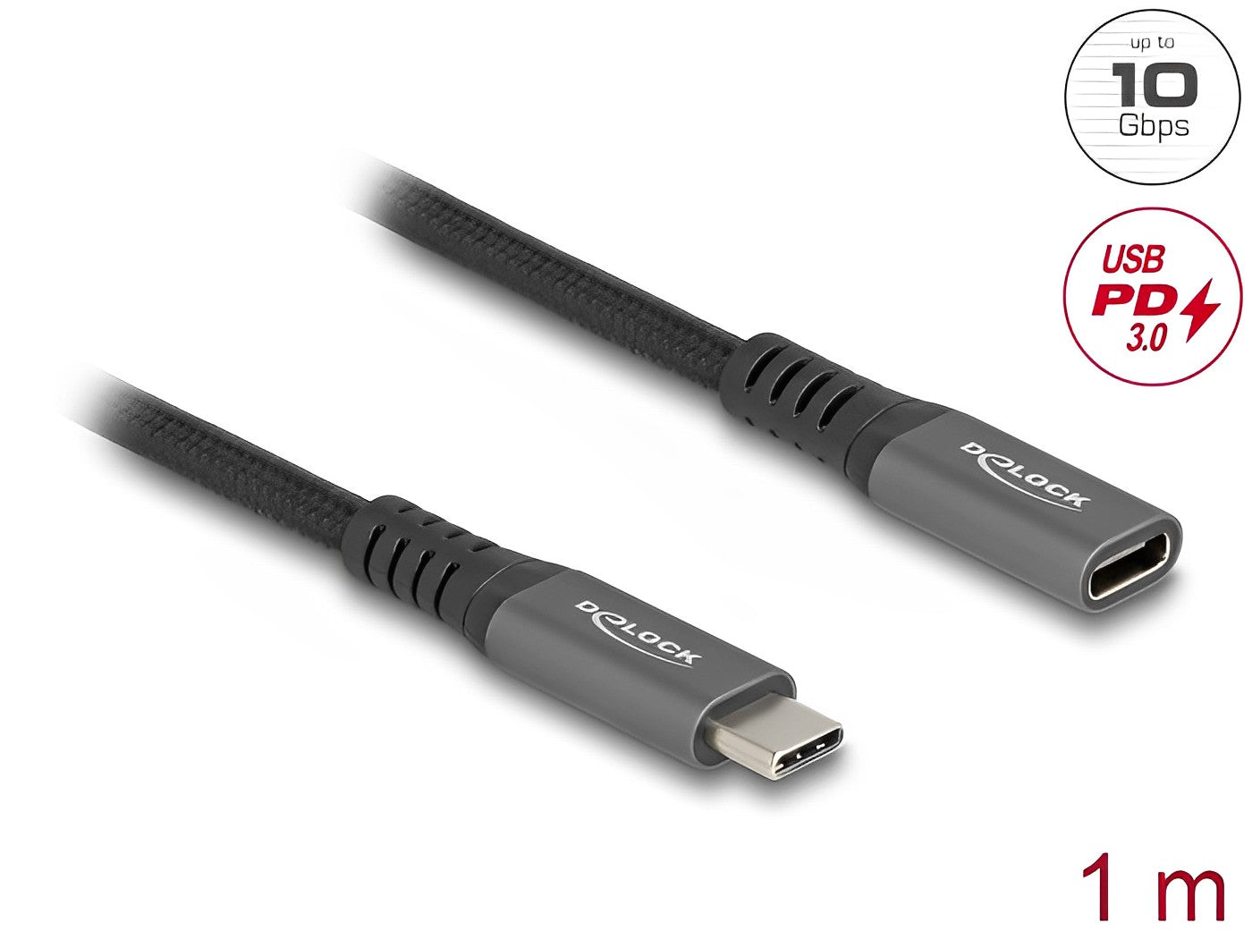 כבל מאריך USB-C 10Gbps 4K HDR Grey metal ז/נ תומך PD 3.0 100W - delock.israel