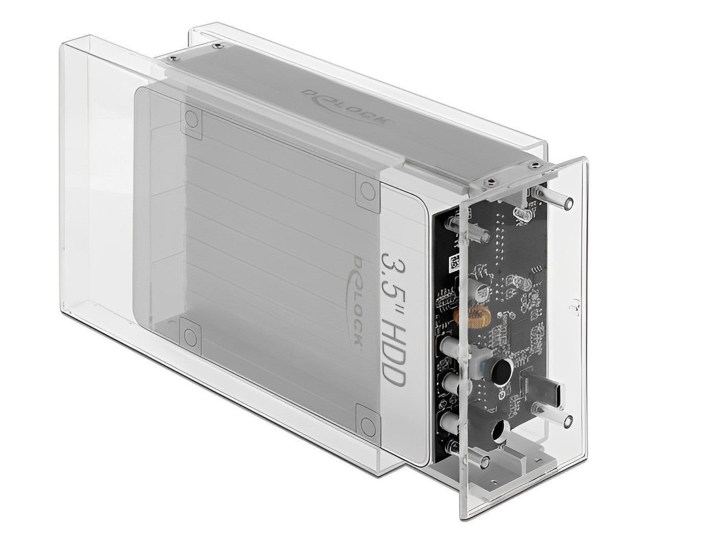 מארז חיצוני שקוף USB 3.2 Gen 1 עבור 2 כוננים דיסקים 3.5″SATA HDD/SSD 10TB ללא כלי עבודה - delock.israel