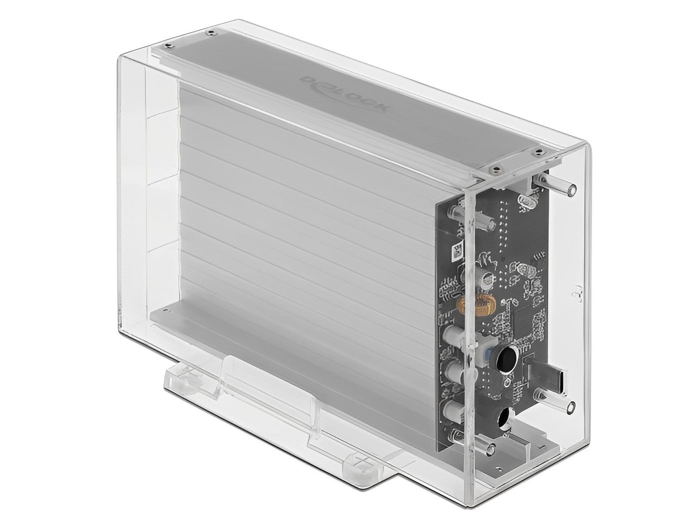 מארז חיצוני שקוף USB 3.2 Gen 1 עבור 2 כוננים דיסקים 3.5″SATA HDD/SSD 10TB ללא כלי עבודה - delock.israel